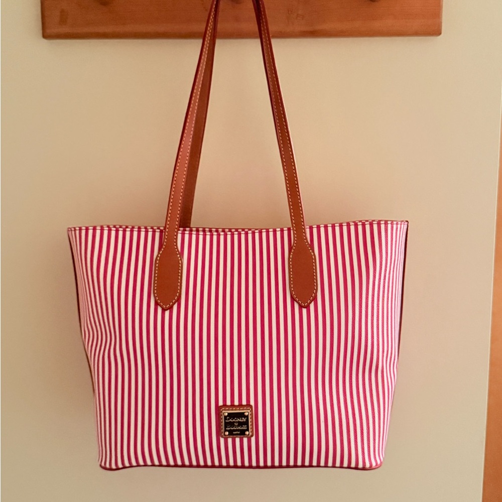 Dooney & Bourke Pink and White Striped Tote